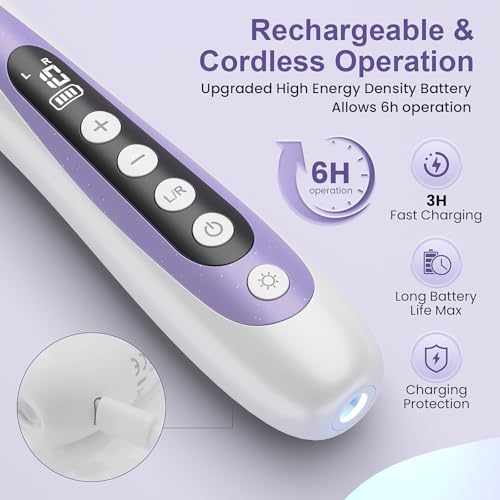 Nail Drill, Electric Nail File & 10-Speed Cordless Nail File, 10 in 1 Kit for Thick Toenails, 2000mAh Rechargeable Portable Manicure Pedicure Kit with LED Display Ideal Gift for Men & Women(Purple)