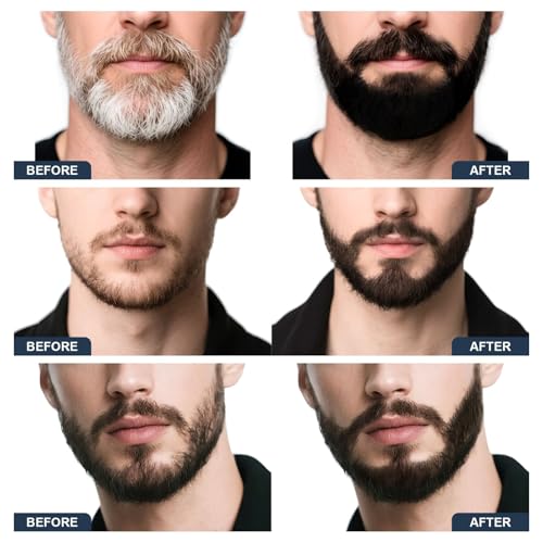 Beard Pencil Filler for Men Black - Beard Pen with Beard Brush & Comb, Barber Pencil Dual-Head Beard Filler with 4-Fork-Tip Waterproof Grooming Kit for Men, Gifts for Men (Dark Brown)