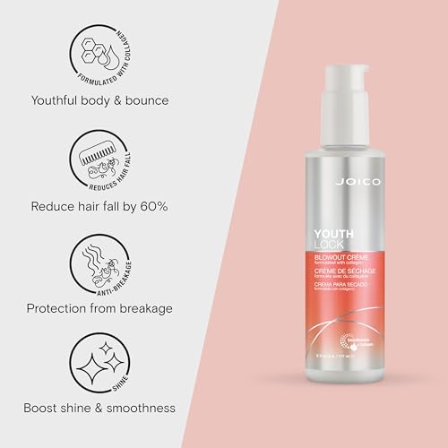 Joico YouthLock Blowout Cr?me Formulated With Collagen | Youthful Body & Bounce | Strengthen & Protect | Reduce Breakage & Frizz | Soften & Detangle Hair | Boost Shine | Sulfate Free | With Arginine