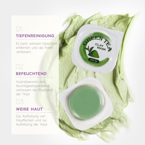 Mini Clay Mask for Face 10 Pods Travel Size Mud Mask, Dead Sea, Rose, Avocado, Green Tea, Eggplant, Blackhead Removal Deep Pore Cleansing, Self Care Gifts for Women & Men
