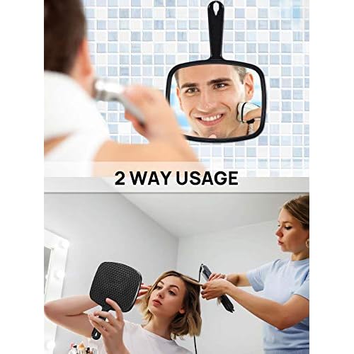 OMIRO Hand Mirror, All Black Handheld Mirror with Handle, 6.6" W x 9.3" L, Pack of 6