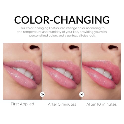 Transferproof Color Changing Lipstick, Gold Crystal Ph Color Changing Lipstick, Long Lasting Moisturizing Gold Foil Glossy Shine Lip Gloss-2PCS
