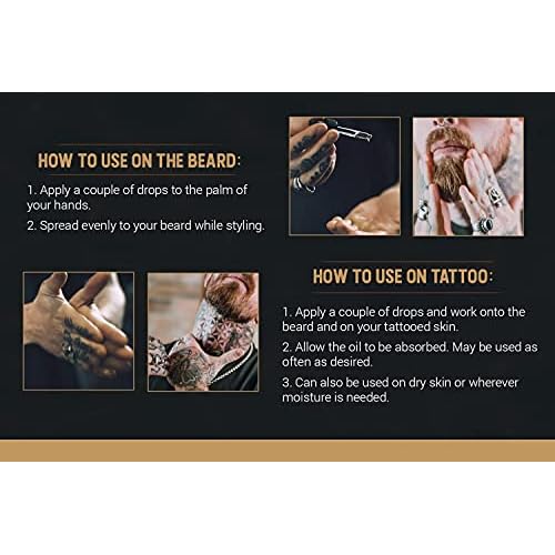 Woody's Tattoo & Beard Oil for Men - Mens Beard Oil, Hydrating Facial Hair & Skin Moisturizer, Enhances Beards Growth & Tattoo Vibrancy, 1 fl oz