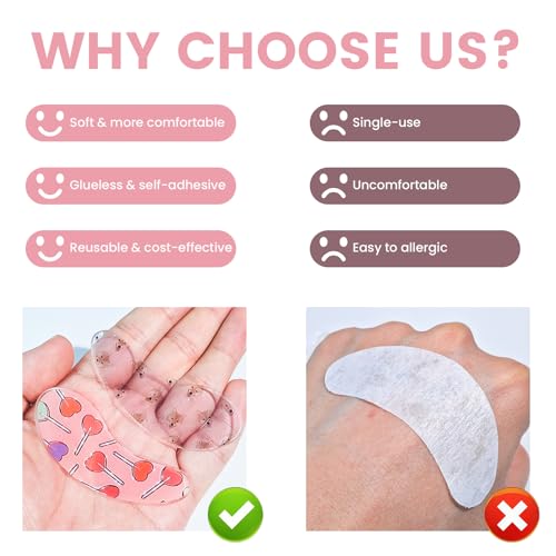 PERMANIA Under Eye Patch Silicone for Lash Lift & Lash Extensions Remover, Cute Cartoon Reusable and Soft Makeup Beauty Tools (12 pcs)