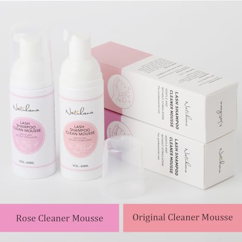 Lash Shampoo Kit & Brush, 2.04 fl.oz/60ml Gentle Foaming Cleanser Eyelash Wash for Extensions and Natural Lashes, Safe Makeup Remover Suppiles for Salon Use and Home Care
