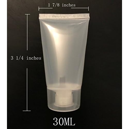 Mose Cafolo ~ 100pcs 30ml (1.01oz) Empty Cosmetic Tubes Toiletry Lotion Bottle with Screw Cover. Smooth, Polish White Plastic with Free Syringe as Gift!