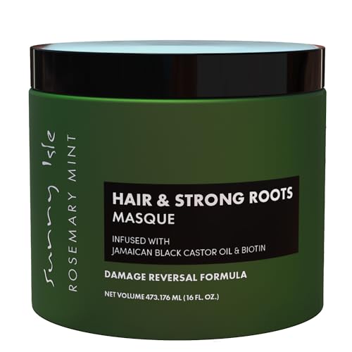 Sunny Isle Rosemary Mint Hair & Strong Roots Masque - Biotin, Jamaican Black Castor Oil - 16 oz