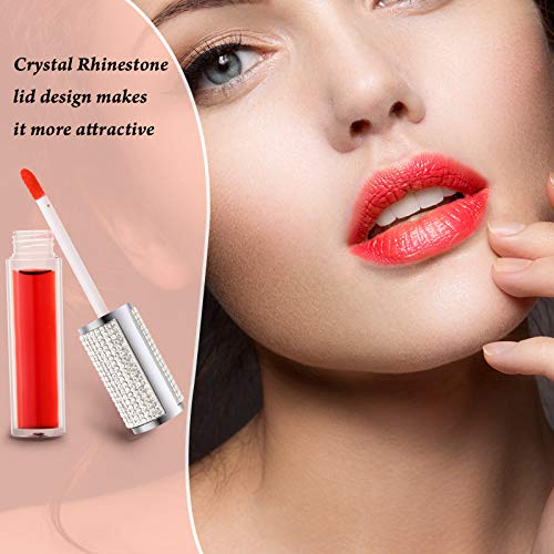 Patelai 12 Pcs 5 ml Rhinestone Lip Gloss Tubes Crystal Lip Balm Tubes for Empty Bottles Refillable Rhinestone Container Plastic Cosmetic Bottles