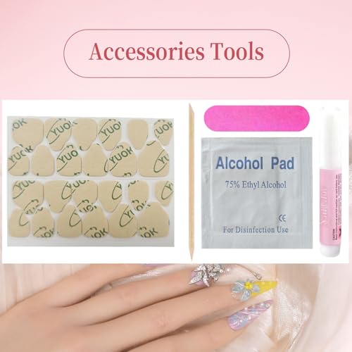 10Pcs(1Pack) Handmade Nails Press On Nails Long Stiletto 35mm Muse Sonata 3D Sculpted Ribbon Beads Music Note Art Luxury Fake Nails Reusable Acrylic Stick On Nails for Women Holiday Daily Wear Size M