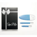 Spa-Rific 3pc Nano File Set: Professional Heavy Duty Glass Nail Files with Case Kit - Reusable Crystal Fingernail Manicure and Pedicure Tools for Men, Women, and Adults (Blue Shimmer)