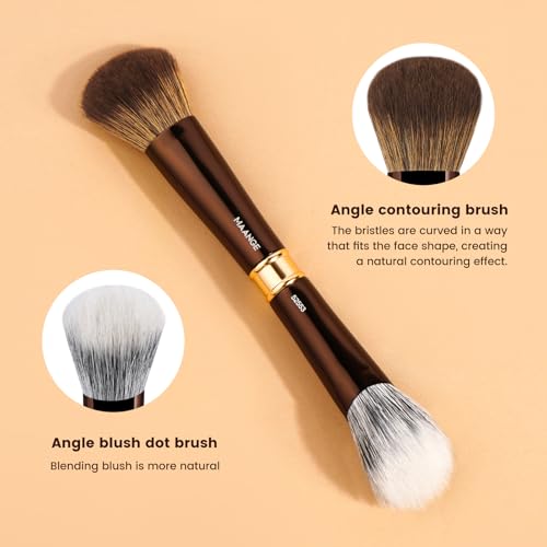MAANGE 3 PCS Makeup Brushes Double-ended Makeup Brush Set Double Sided Angled Round Top Brush Foundation Contour Blending Concealer (Brown)