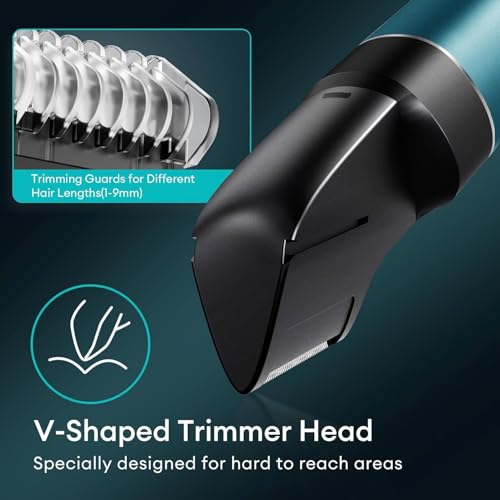 kensen Body Hair Trimmer for Men 3-in-1 Beard Trimmer for Men, Manscape Men's Groin & Pubic Hair Trimmer IPX6 Waterproof Wet/Dry Hair Clippers for Mens Rechargeable Electric Razor for Mens (Blue)