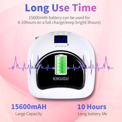 Professional Rechargeable UV LED Nail Lamp,96W Cordless UV Light for Gel Nails with Metallic Reflector & Metal Base, Fast Curing Lamp Manicure,Pedicure,Ideal for Nail Salon and Home(White)