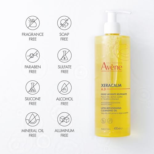 Av?ne XeraCalm A.D Lipid-Replenishing Cleansing Oil, Atopic Dermatitis, Eczema-Prone, Fragrance-Free, Pump, 13.5 oz.