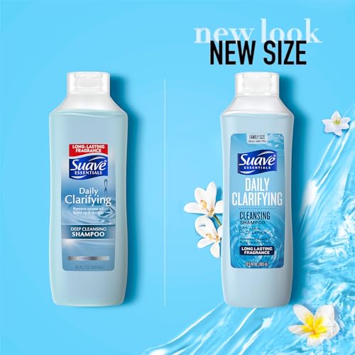Suave Clarifying Shampoo, Family-Size ? pH-Balanced & Hypoallergenic Daily Deep Cleansing Shampoo for Normal to Oily Hair, 22.5 Oz