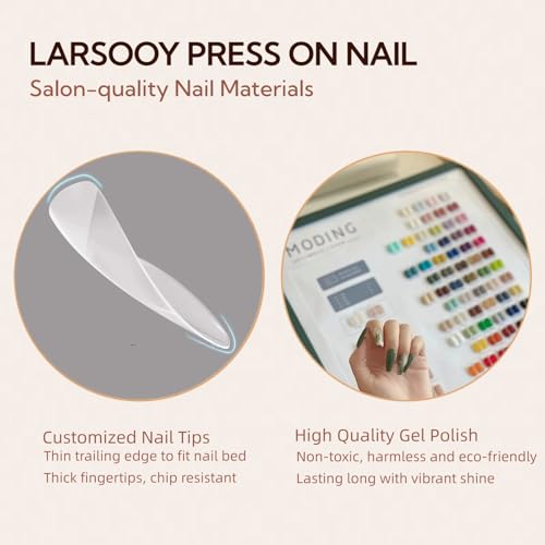Nails Handmade Press on Nails Long Coffin | Handmade Nails with Christmas Theme | Reusable fake Nails with Unique Designs | False Nails 10 Pcs (Christmas Theme, M)
