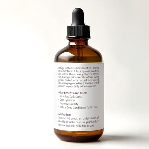 ORGANIC CAMELLIA SEED OIL Skin Moisturizer | Unrefined Cold Pressed 100 Percent Pure | Large 4 fl oz bottle | Moisturizing Oil for Hair Face Skin and Body
