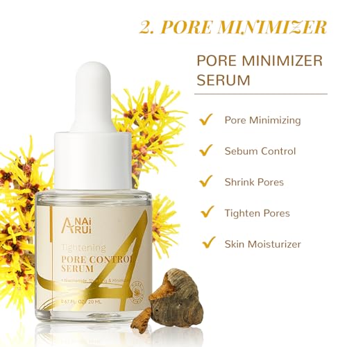 ANAI RUI 2 in-1 Pore SkinCare Set, Blackhead Remover Set, Pore Clay Mask+Pore Minimizing Serum,Clay Mask for Nose&Face, Pore Reducer, Sebum Control Pore Exfoliating Self Care Gifts for Women