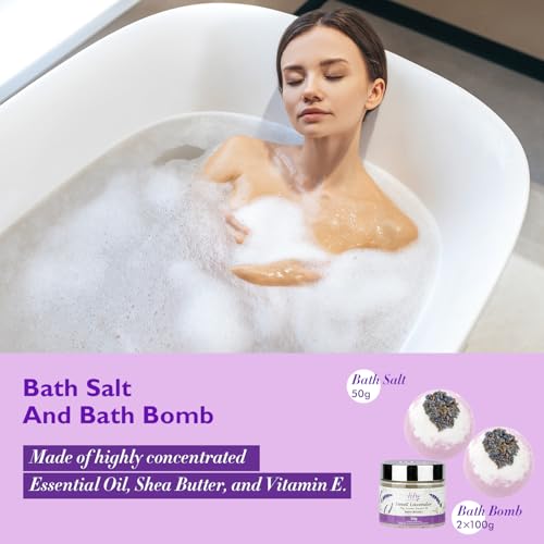 Mothers Day Gifts for Women - 18Piece Bath and Body Basket for Women Lavender Spa Gift Basket Set Bath Collection | Christmas, Birthday, Valentines Day Gift for Her, Perfect Spa Present for Mom