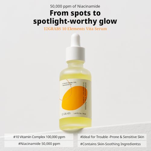 Shift4 10 Elements Vita Serum 50ml ¦­ Vitamin Complex 10 Percent ¦­ Niacinamide 5 Percent ¦­ Daily Soothing Facial Serum ¦­ For Sensitive Skin ¦­ Non Irritating pH Balanced Skincare