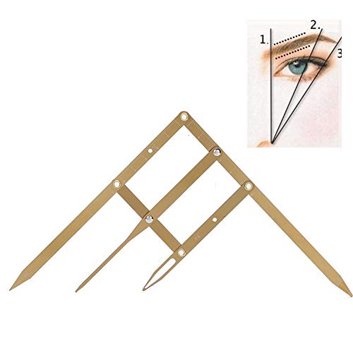 Eyebrow Ruler, Microblading Tattoo Eyebrow Ruler Positioning Measurement Tattoo Calipers, Eyebrow Measure Tool Golden Ratio Makeup Symmetrical Tool Accessory(gold)