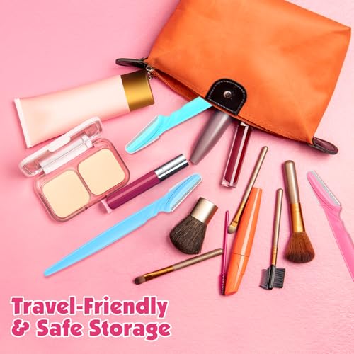 100 Pcs Eyebrow and Face Razors for Women and Men, Multi-Color Facial Shavers with Protective Covers, Safe for Beginners