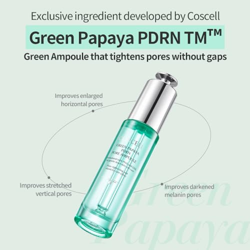 Green Papaya PDRN Pore Ampoule, Lightweight Pore Serum With Green Papaya Extract & PDRN, Hydrating Skin Texture Care, 30ml / 1.01 Fl Oz