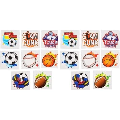Sports Tattoos | 144 Pc | Soccer Baseball Football Basketball Stocking Stuffers and Favors