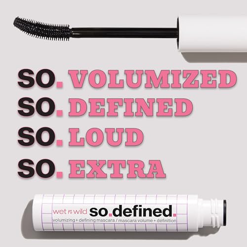 wet n wild So Defined Mascara, Volumizing & Lengthining with a Buildable Castor Oil-Infused Formula, Long-Lasting Clump-Free Application for Visibly lifted lashes, Vegan & Cruelty-Free - BLACK