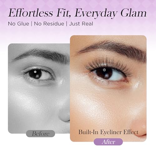 BEYELIAN Self Adhesive Eyelashes Natural Look, Pre Glued Wispy False Lashes No Glue Required, Faux Mink Eyelashes 5 Pairs ZCV-204