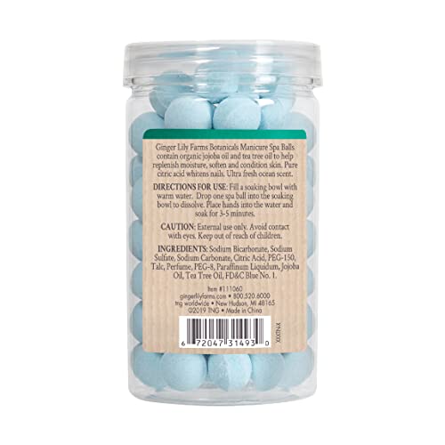 Ginger Lily Farms Botanicals Manicure Spa Balls Ocean, Manicure Soak Balls Replenishes Moisture, Softens and Conditions Skin, 8 Ounces, 80-Count