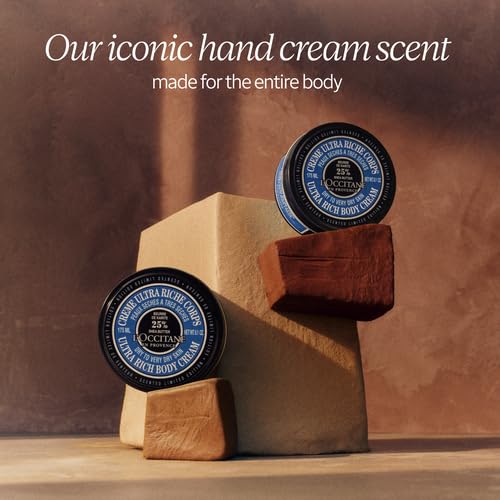 L¡¯Occitane Shea Butter Ultra Rich Body Cream, Nourishing Moisturizer for Dry, Sensitive Skin, Fast Absorbing, Refillable, Vegan Skincare, Light Scent
