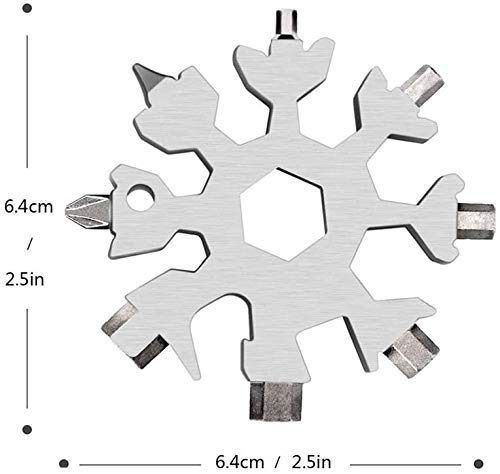 18-in-1 Snowflake Multitool, Stainless Steel Snowflake tool Bottle Opener, Snowflake Multi Tool Cool Gadgets Stocking Stuffers for Men, Christmas Gifts for Men, Dads, Husbands.(Black)