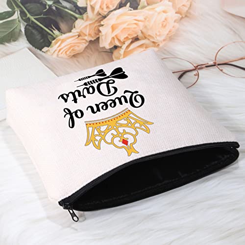 POFULL Darts Gifts Dart Player Gift Darts Game Lovers Gift Queen of Darts Cosmetic Bags For Dart Teams (Queen of Darts bag)
