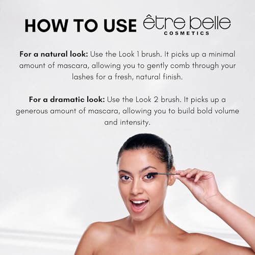 ?b ?tre belle Cosmetics 1+1 Double Effect Mascara for Women, 2 in 1 Long Lasting Mascara for Volumizing, Lengthening & Curling, Formula with Keratin, Intense Black Color, Easy Removal