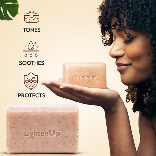 OMIC LightenUp, Exfoliating Soap - 200g / 7fl oz - Skin Brightening Soap, Cleansing Bar, Formulated to Fade Dark Spots, with Apricot, Glycerin, Coconut Oil