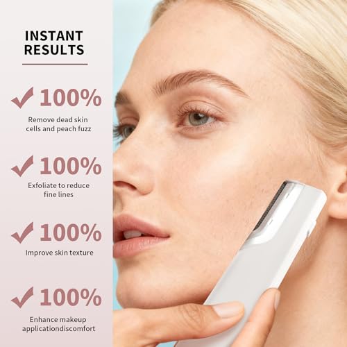 Sonic Dermaplaning Tool For Face - Painless Facial Hair Removal For Women,Anti-Nick Exfoliator For Sensitive Skin,Blades With A Protective Microblade System(Beginner Friendly)10refill Blades