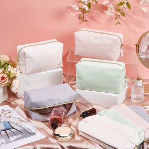 12Pcs 4 Color PU Leather Cosmetic Pouch, Makeup Bag Bulk Zipper Cosmetic Storage Bags Waterproof Small Portable Toiletry Pouch for Travel, Wedding Party Favors, Bridesmaid Gift