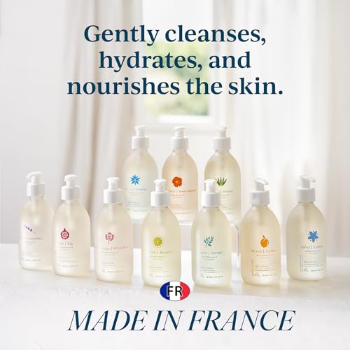 Provence Sante Cleansing Bath & Shower Gel - Moisturizing Almond Oil Body Wash for Dry Skin - Nourishing Floral Wild Rose Scent - Made in France - 10.2 Oz
