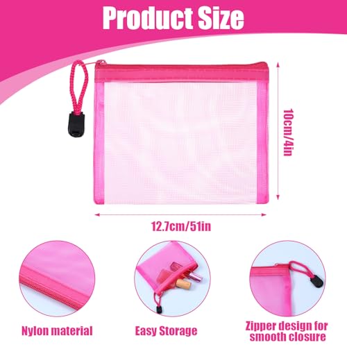 50 Pcs Mini Zipper Mesh Bags Lipstick Cosmetic Accessories Organizer Nylon Makeup Zipper Pouch Small Cosmetic Bag for Purse Beauty Mesh Travel Pouch for Women