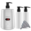 Professional Massage Oil Warmer Bottle Lotion Heater for SPA, Automatic Oil Warmer Heated Essential Lotion Cream with Two Oil Bottle Dispenser for Salon, Barber Shops, Home (Silver)