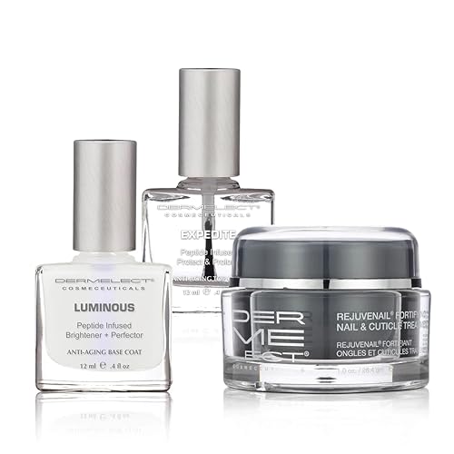Dermelect Lasting Luxury Manicure Set Expedite Protect & Prolong Nail Top Coat Rapid Repair Barrier Balancing Serum & Rejuvenail Fortifying Nail and Cuticle Treatment