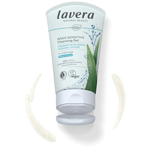 lavera basis sensitiv wash gel aloe vera & jojoba - Revitalizes & refreshes - Vegan plant active ingredients - natural cosmetics - Natural & innovative facial cleansing - 4.2 Fl Oz