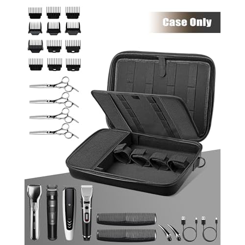 Barber Bags for Hair Clippers and Supplies, Hair Cutting Barber Case Supplies Organizer, Hair Trimmer Organizer for Men Razor Guard Grooming Kits (Case Only)
