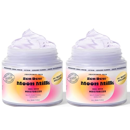 Moon Milk Snail Mucin Moisturizer Gel Cream 3.52 Oz - Blue Light Skin Defense - Korean Snail Mucin Serum Cream that Replenishes Moisture & Leaves Skin Brighter, Plumper, Soothed & Smooth - 2 Pack
