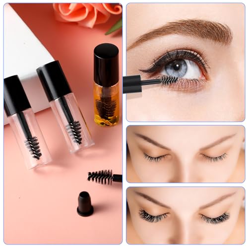 27Pcs Empty Mascara Tubes with Wand Mini 3ml Empty Mascara Bottles with Brush Rubber Inserts Small Sample Size Eyelash Growth packing Tube Container for Travel(Black)