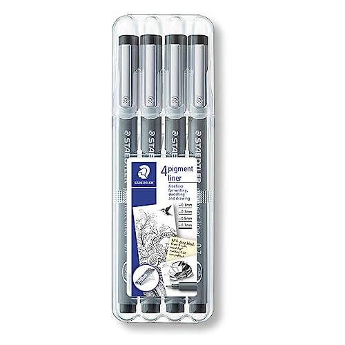 STAEDTLER Pigment Liner 4 Pieces UP, Black (308 A6 WP403)