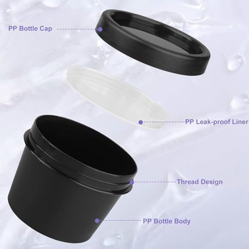 Travel Containers for Toiletries 3.4oz/100ml 24 Pack TSA Approved Plastic Cream Jars Wide-mouth Cosmetic Pot Jars with Lids Leak Proof Travel Size Containers for Makeup Face Cream(Black)