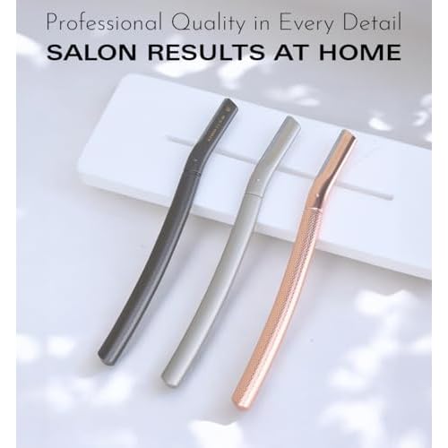 Eyebrow Razor with 6 Blades & Travel Case ? Face Razors for Women & Men, Eyebrow Trimmer Shaper with Precision Cover, Facial Shaver & Dermaplaning Tool for Smooth Skin - Gift Idea - Gray
