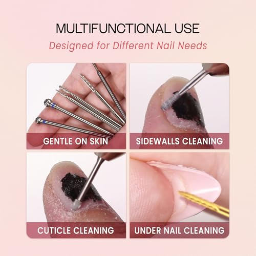 PANA 3/32" Carbide Cuticle Nail Drill Bit for Cuticle Cleaning, Dead Skin Removal, Gel Polish & Acrylic Removal, Under Nail Cleaner, Nail Salon, Manicure Tools (Snake Head - Silver, Medium)